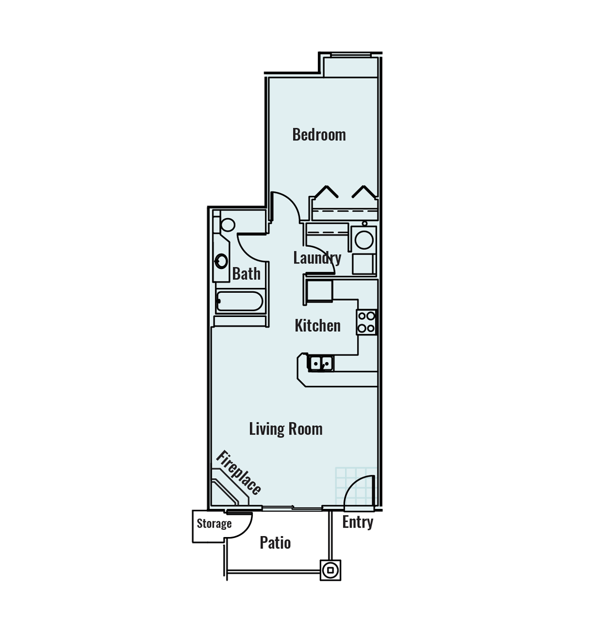 -Willow 1  BED/1 BATH 695Sq.ft.
