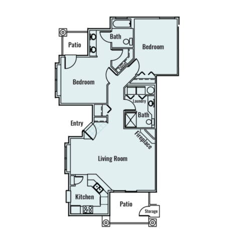 WHITEWATER - 2 BED / 2 BATH - 1095 SQ.FT.